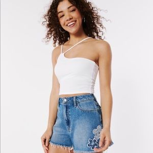 Basic white tank top one shoulder tank top crop top white